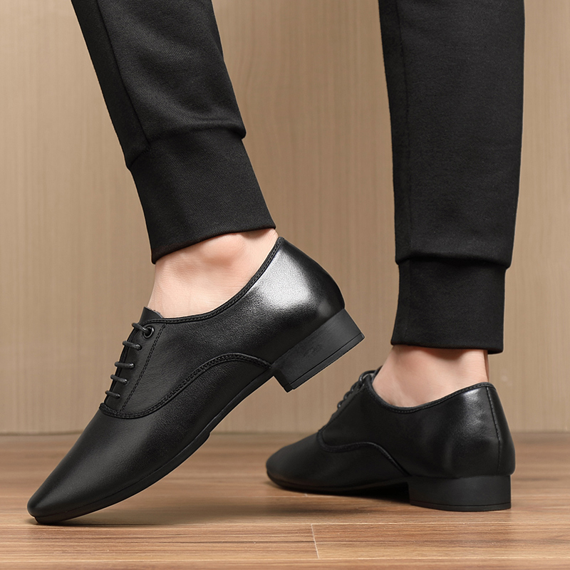 靡彩新款专业拉丁舞鞋男士真皮舞蹈鞋软底交谊舞广场舞鞋跳舞鞋子