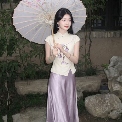 两件套2026夏季新款女新中式小众设计感上衣半身裙显瘦套装D7693