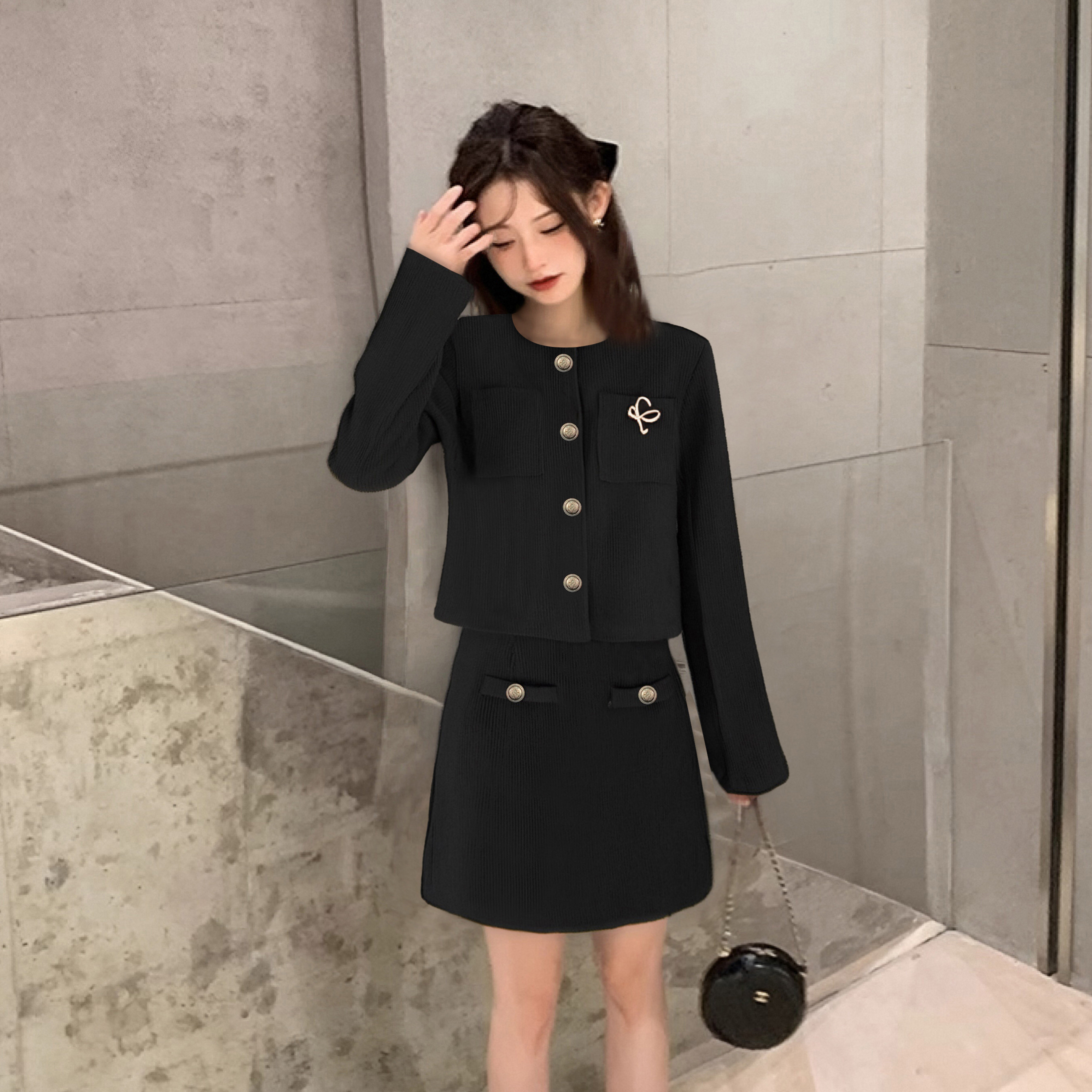 加绒加厚两件套小香风时髦上衣裙子女款2025季气质减龄套装2576,女装/女士精品,时尚套装,淘宝优惠券,粉丝福利购,淘宝优惠卷