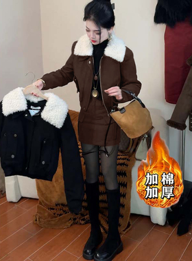 加棉加厚休闲风时尚套装2025冬季新款短外套网红裙两件套QY0119