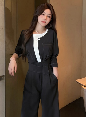2026夏季新款轻奢高级衬衣设计感气质通勤显瘦百搭两件套D1022C