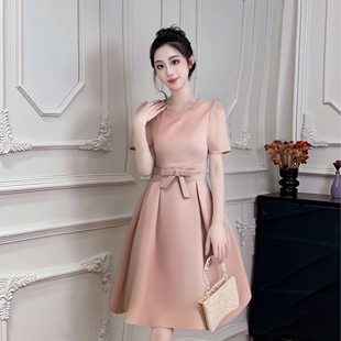 洋气收腰长裙D2044A 新款 有里布法式 小众设计感气质连衣裙女夏季