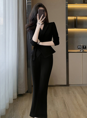2025秋季新款时尚百搭优美女神上衣+长裤显瘦套装两件套HY0087A