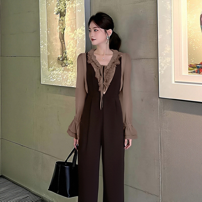 2026春季新款高端名媛气质小香风巨好看衬衫叠穿连体裤D3757