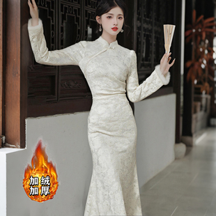 2026冬季新款加绒加厚旗袍高端改良版少女年轻款国风连衣裙D4184