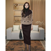 包臀裙套装 有里布送腰带2026冬季 两件套LJ0145 西装 上衣 新款 长袖