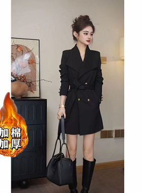 【加棉加厚】含腰带洋气秋冬时尚气质显瘦轻奢风衣外套女LJ0201