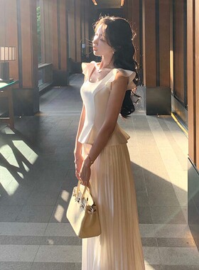 有里布女神范高级感两件套夏季2026气质显瘦背心阔腿裤套装D2301