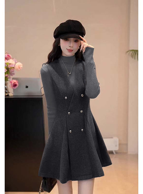 2025秋冬季新款法式气质打底衫+背心裙两件套JT0142