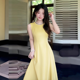 无袖 流行绝美海边度假风长裙D1941B 背心连衣裙子女夏季 2025新款