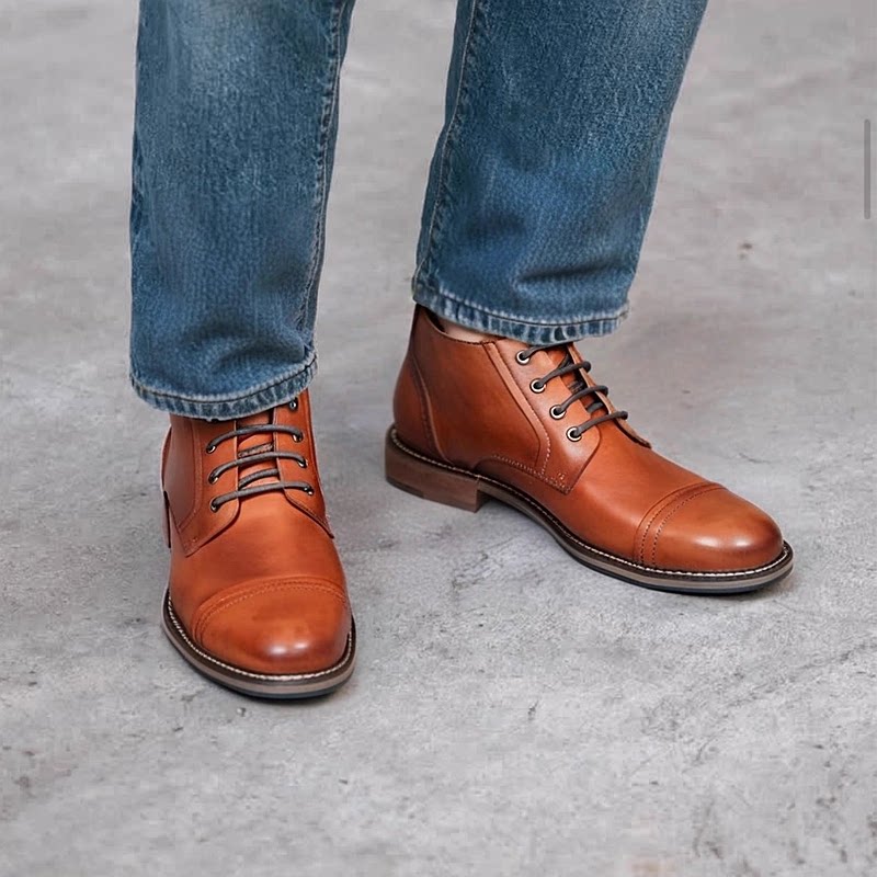 弓长梦匠心中国推荐2026秋季新款马丁靴增高户外高帮真皮头层牛皮