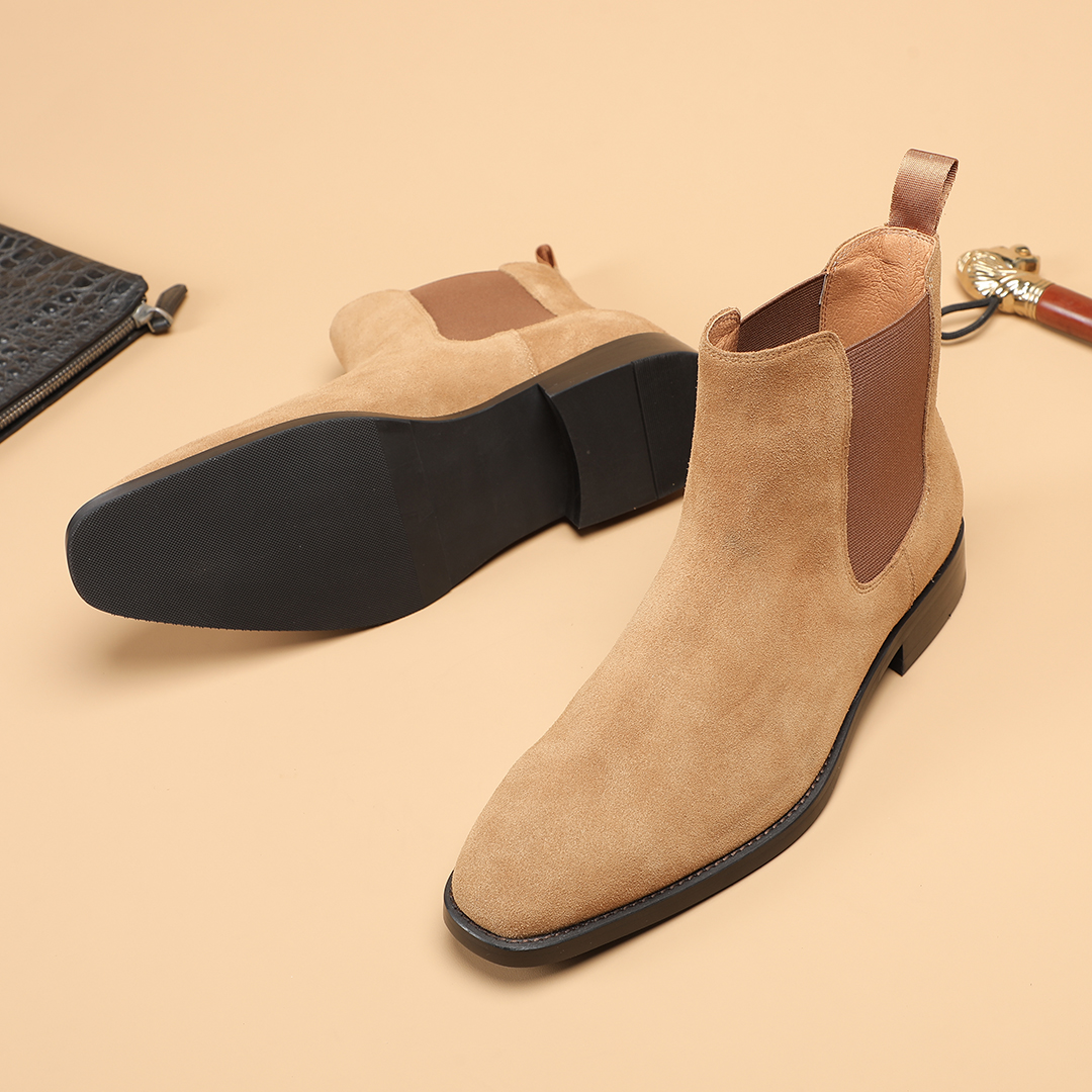 商务休闲真皮切尔西靴男反绒皮