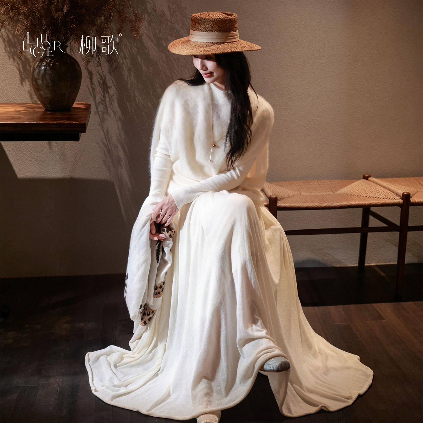 柳歌老钱慵懒风半高领羊绒毛衣女图片