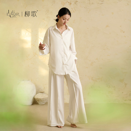 柳歌现代舞蹈服白色衬衫套装