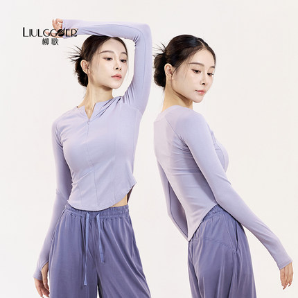 柳歌现代舞练功服2025夏新款短袖针织上衣女成人形体服中国舞蹈服