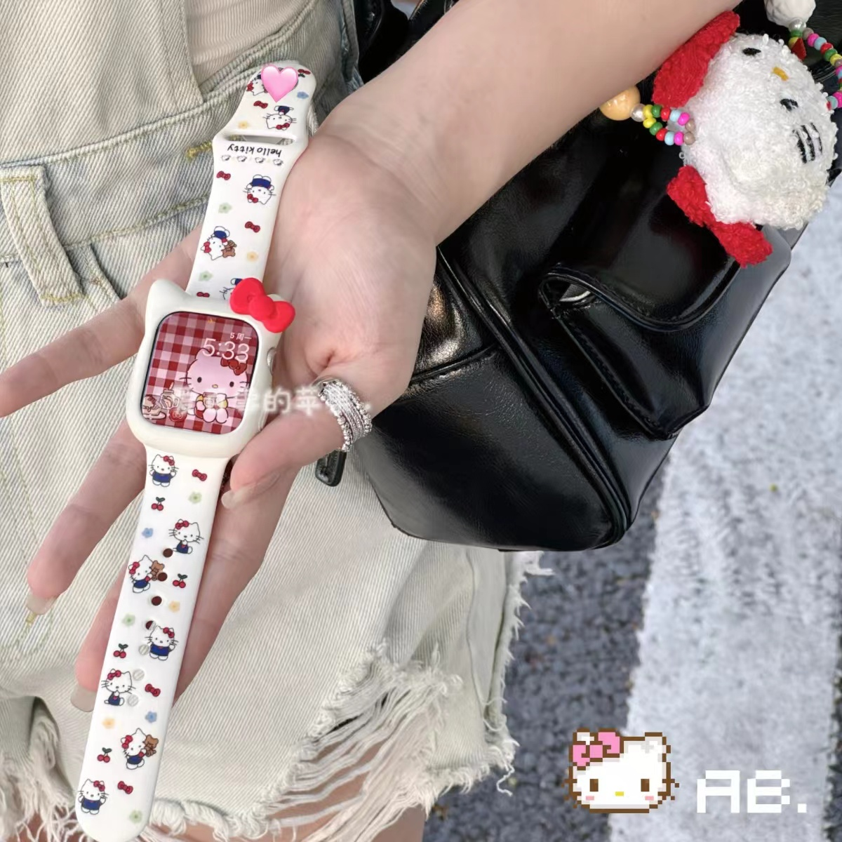 《蓝色kt猫》适用苹果表带9原创可爱iwatch10手表applewatchs8女7