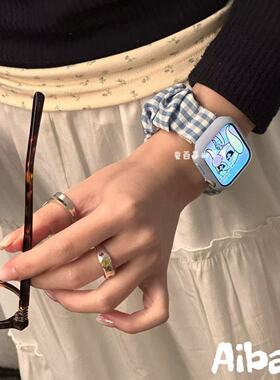 《蓝色大肠发圈》适用iwatchs10苹果手表s11表带applewatch9创意8