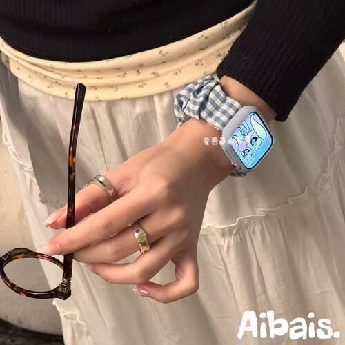 《蓝色大肠发圈》适用iwatchs10苹果手表s11表带applewatch9创意8