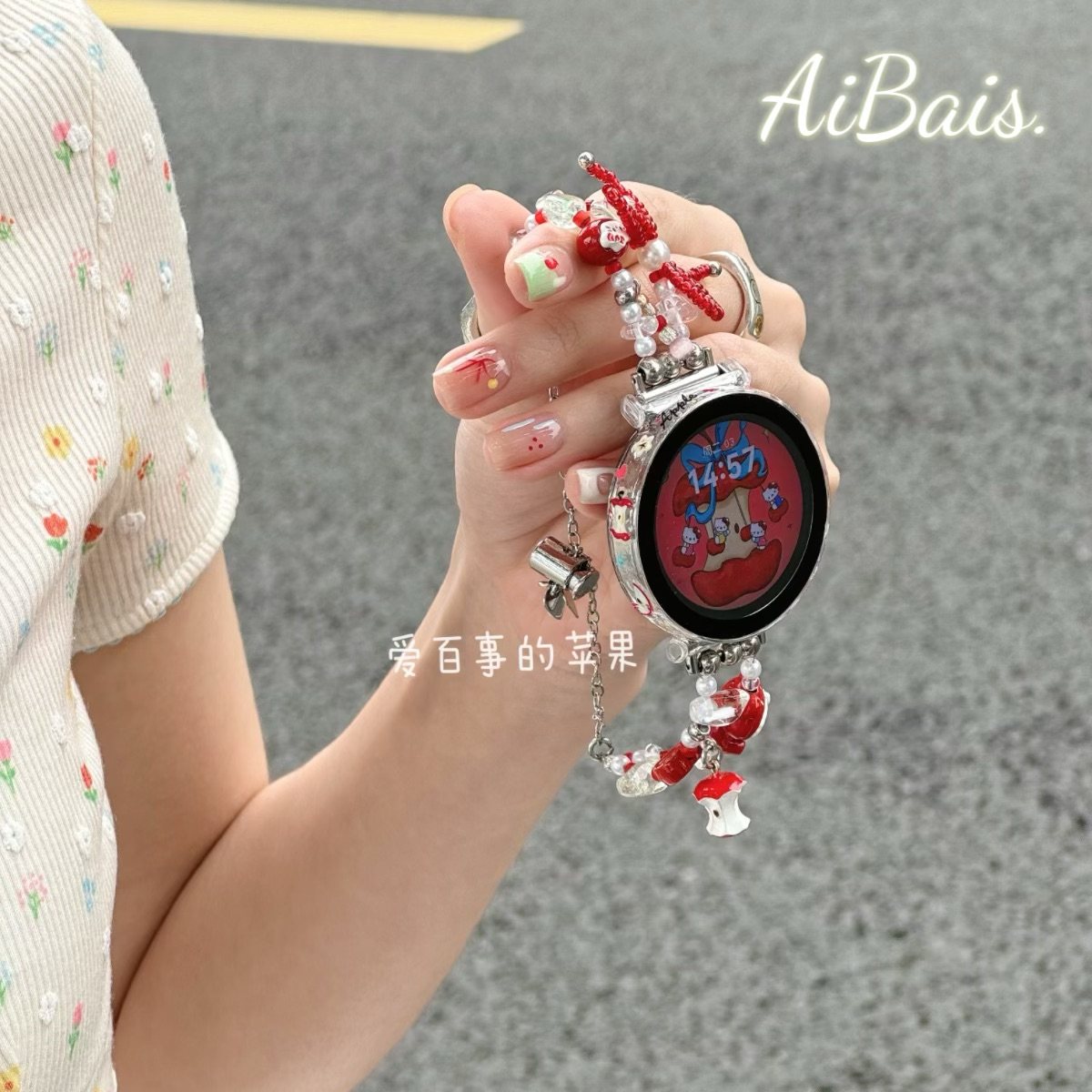 《米珠kt》红色创意GT6适用华为fit5手表表带watch5女