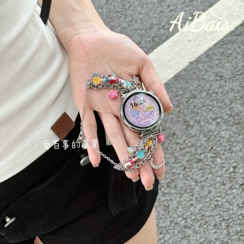《太阳花》金属适用GT6华为gt5手表fit5表带gt4pro女watch6链条式
