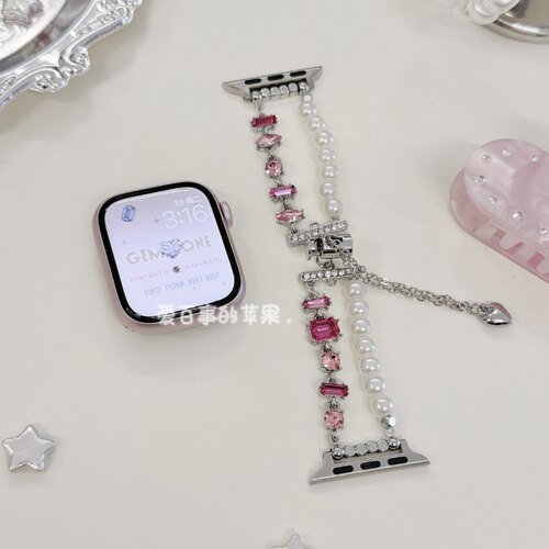 夏季原创华子适用苹果手表s11表带applewatchs10粉色iWatchs9女8