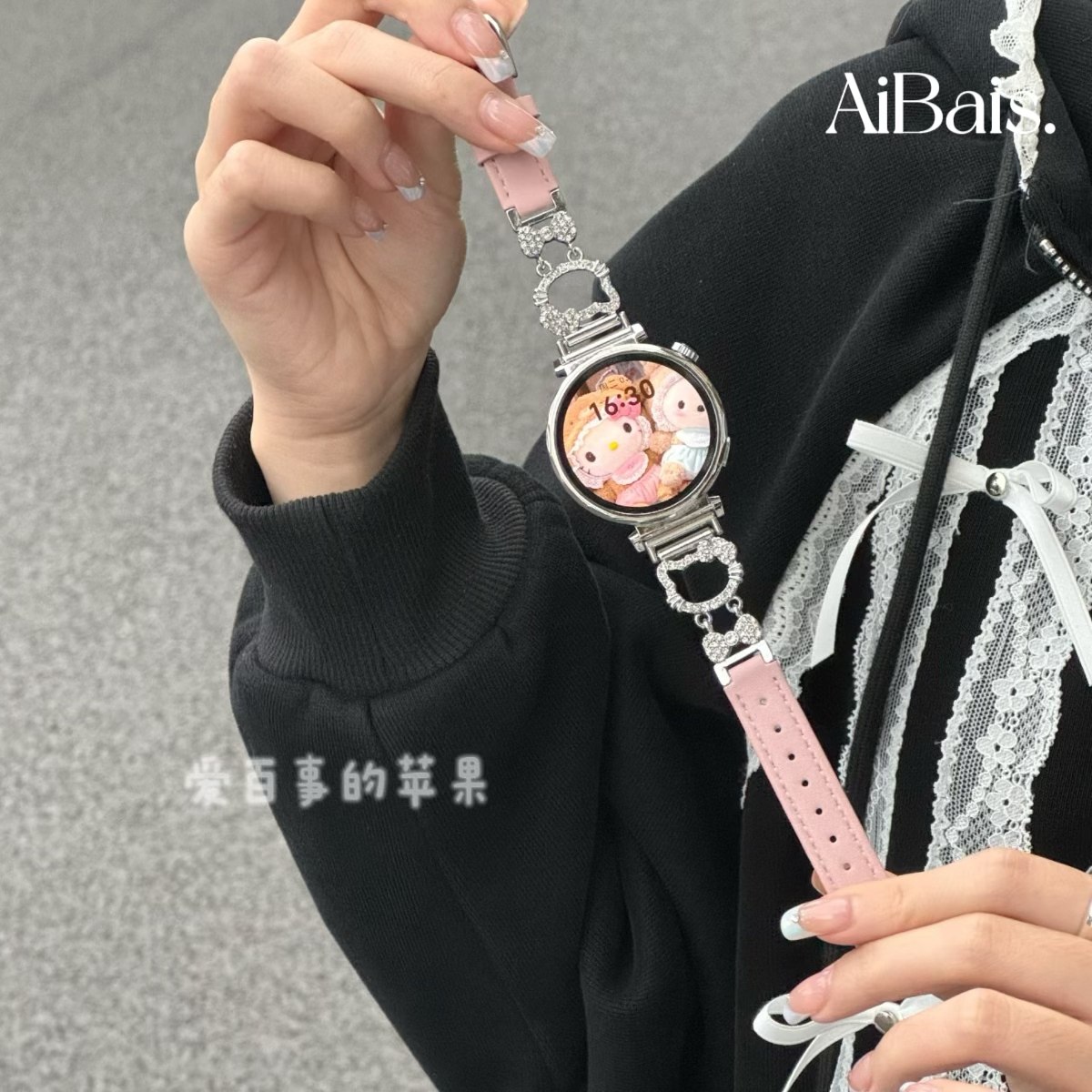 镶钻kt猫适用华为GT6手表表带fit4pro女watch5皮质GT5粉色女款
