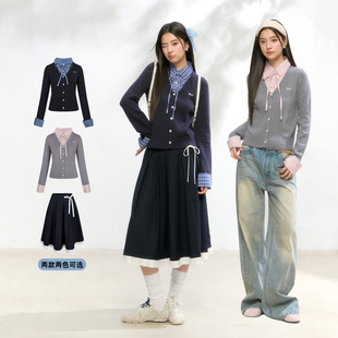 FPMZ假两件针织衫+撞色假两件半身裙