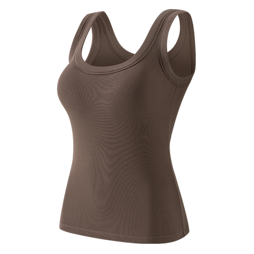 秋冬加肥加大码女磨毛加薄绒吊带背心带胸垫一体式免文胸保暖内衣