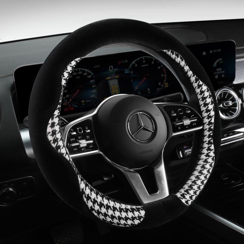 大众高尔夫7嘉旅polo宝来探岳探歌冬季专用短毛绒方向盘套把套D型