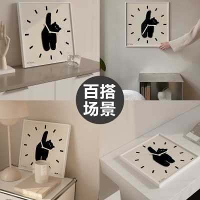ins风猫咪简约挂钟装饰钟表静音客厅餐厅挂墙时钟现代创意北欧j.