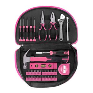 希孟63件套女士粉色工具组合套装扳手螺丝刀家用维修组合工具