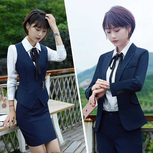 马甲套装女士商务长袖工作服