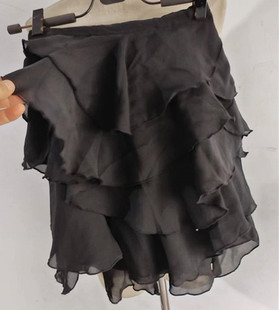 春秋季新款黑色小礼服半身裙女童舞台装表演裙子荷叶边蛋挞裙特价