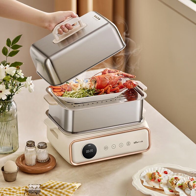 小熊电蒸锅DZG-P20T6不锈钢家用多功能三层大容量智能预约蒸煮自