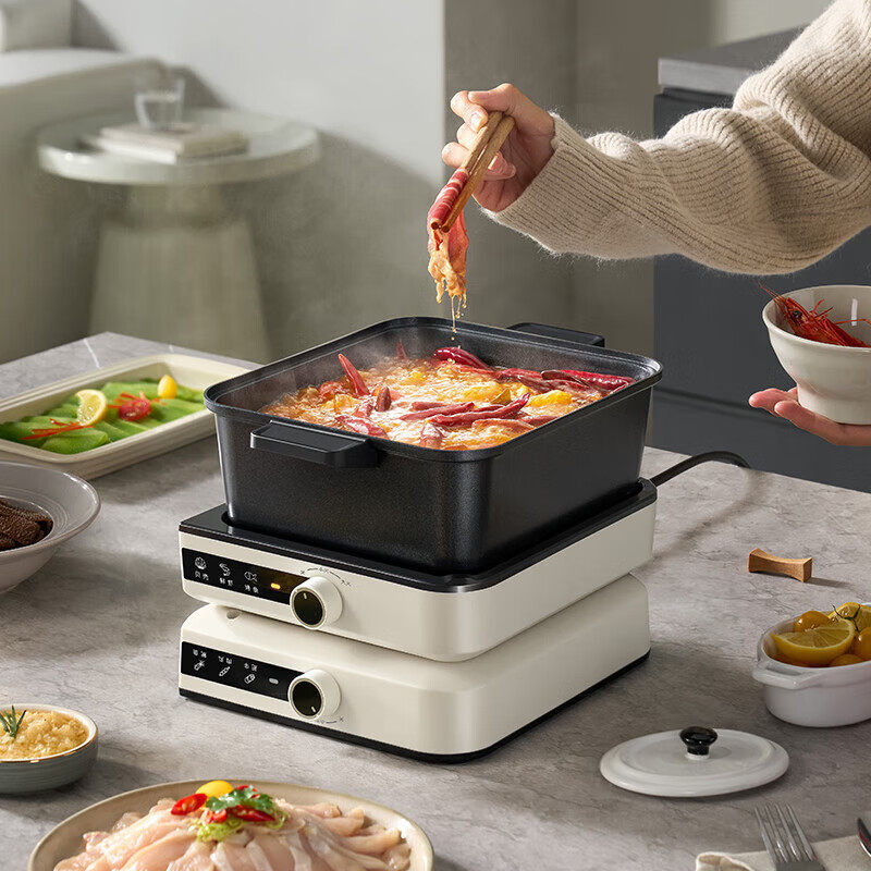 小熊电煮锅DHG-F60N7叠叠锅家用宿舍多功能一人食分体式鸳鸯锅6L