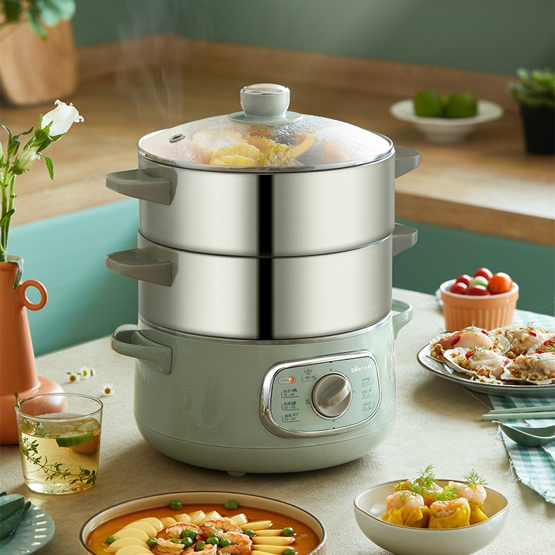 Bear/小熊 DZG-D80G5电蒸锅家用可定时双层不锈钢蒸笼小型电火锅