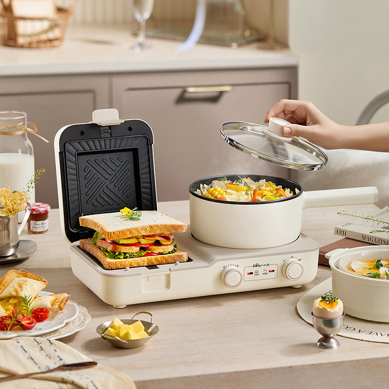 小熊热压三明治早餐机DSL-L01H1家用多功能烤面包机懒人吐司机