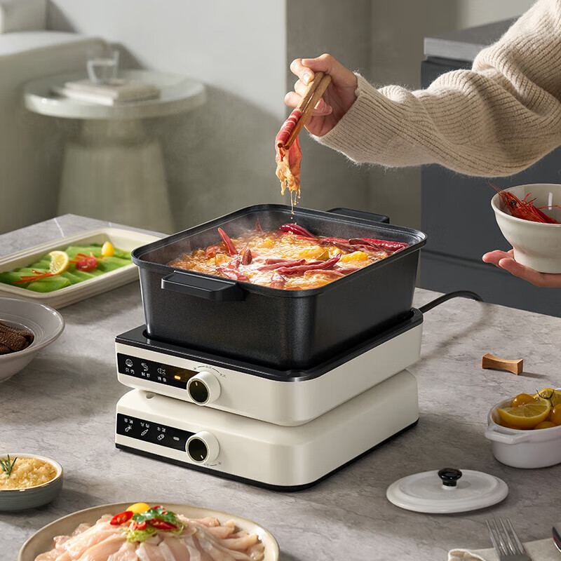 小熊电煮锅DHG-F60N7叠叠锅家用宿舍多功能一人食分体式鸳鸯锅6L