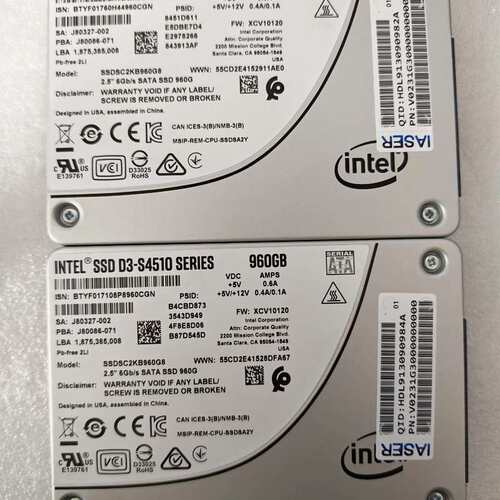 议价Intel D3-S4510 960G 2.5寸SATA固态可维修