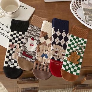 森系可爱女袜中筒袜秋冬小熊英伦卡通学院风冬天加厚棉袜ins潮袜