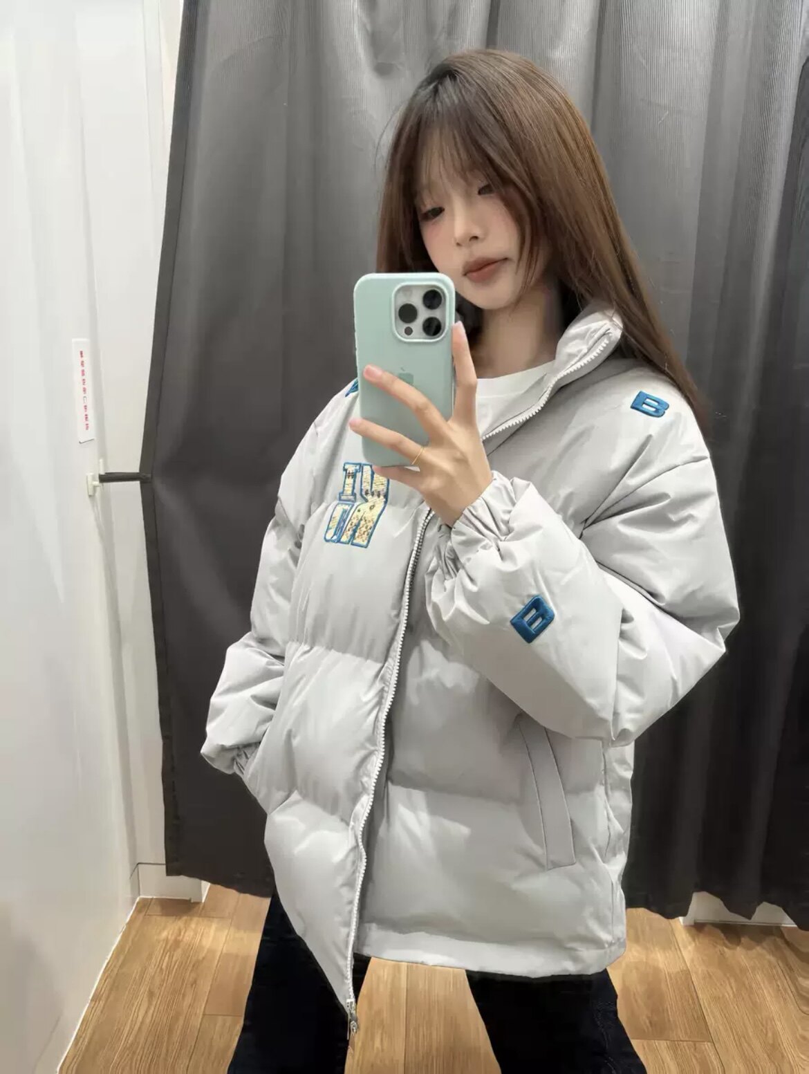 Winter thickened down jacket, American retro embroidered letter cotton coat for men and women, winter couple national trend small size padded jacket