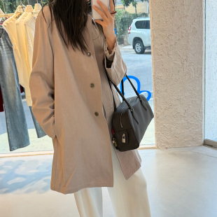 直筒风衣外套中长款 潮流做旧水洗棉质长袖 女 复古休闲风时尚 百搭款