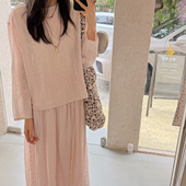 endless 韩版 优雅风休闲宽松桑蚕丝棉绣花蕾丝边长袖 套装 女装