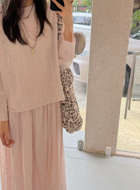 《endless》韩版优雅风休闲宽松桑蚕丝棉绣花蕾丝边长袖套装女装