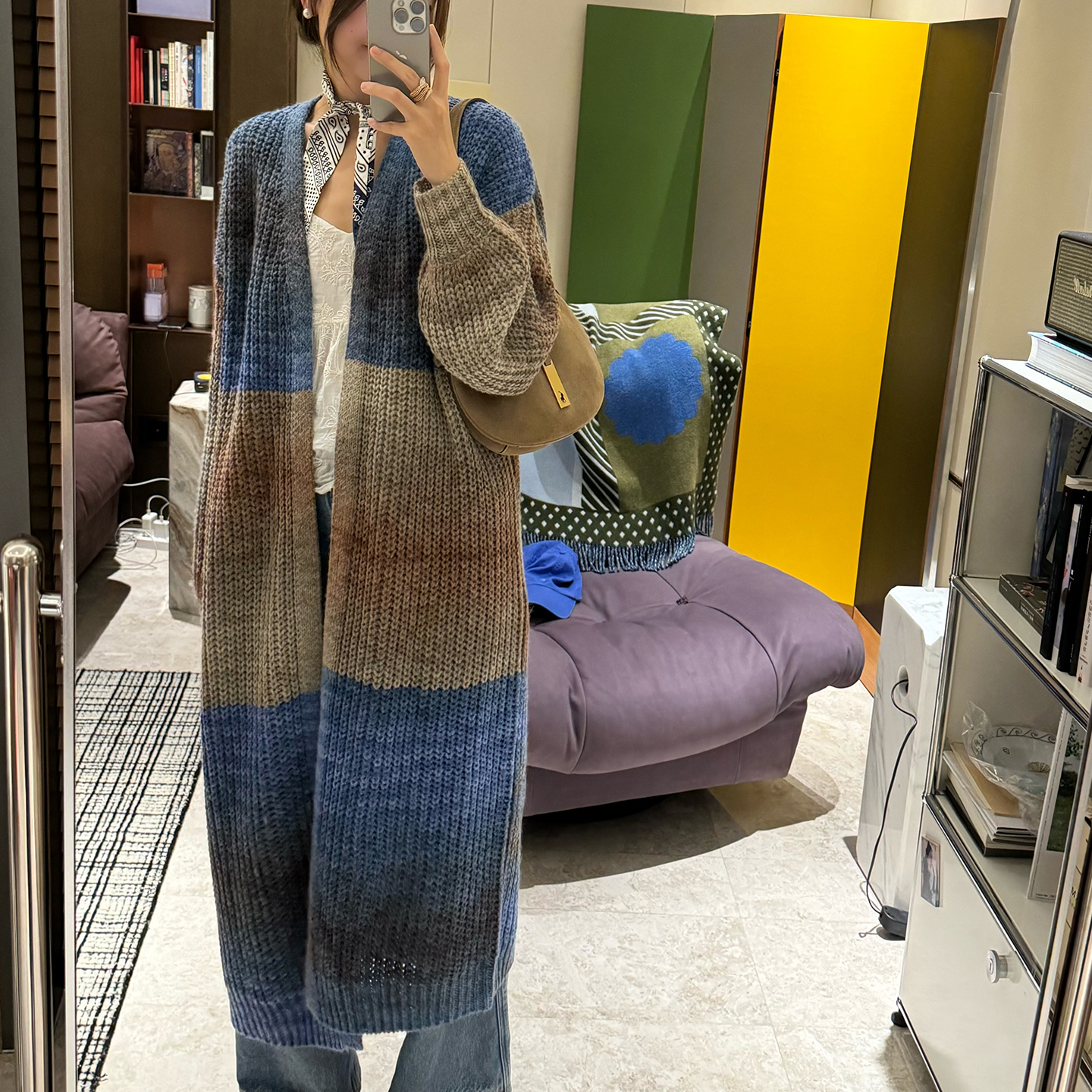 设计师原创段染纱线长毛衣外套