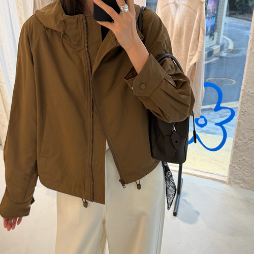 设计师原创连帽抽绳夹克外套