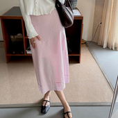 城市通勤刺绣布半身裙 女装 立体花朵A字裙 复古高腰设计感中长款