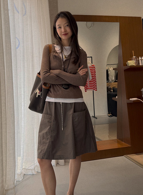 NW8 0EN《Wildflower》抽绳松紧棉半裙 时尚休闲宽松简约纯色半裙