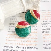 复古圆形中古滴釉撞色耳饰耳环高级感时尚 B321 百搭个性 耳钉女