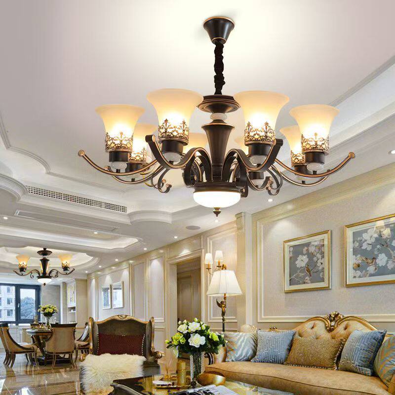 美式乡村吊灯简约客厅灯温馨田园卧室灯欧式复古铁艺餐厅书房灯具